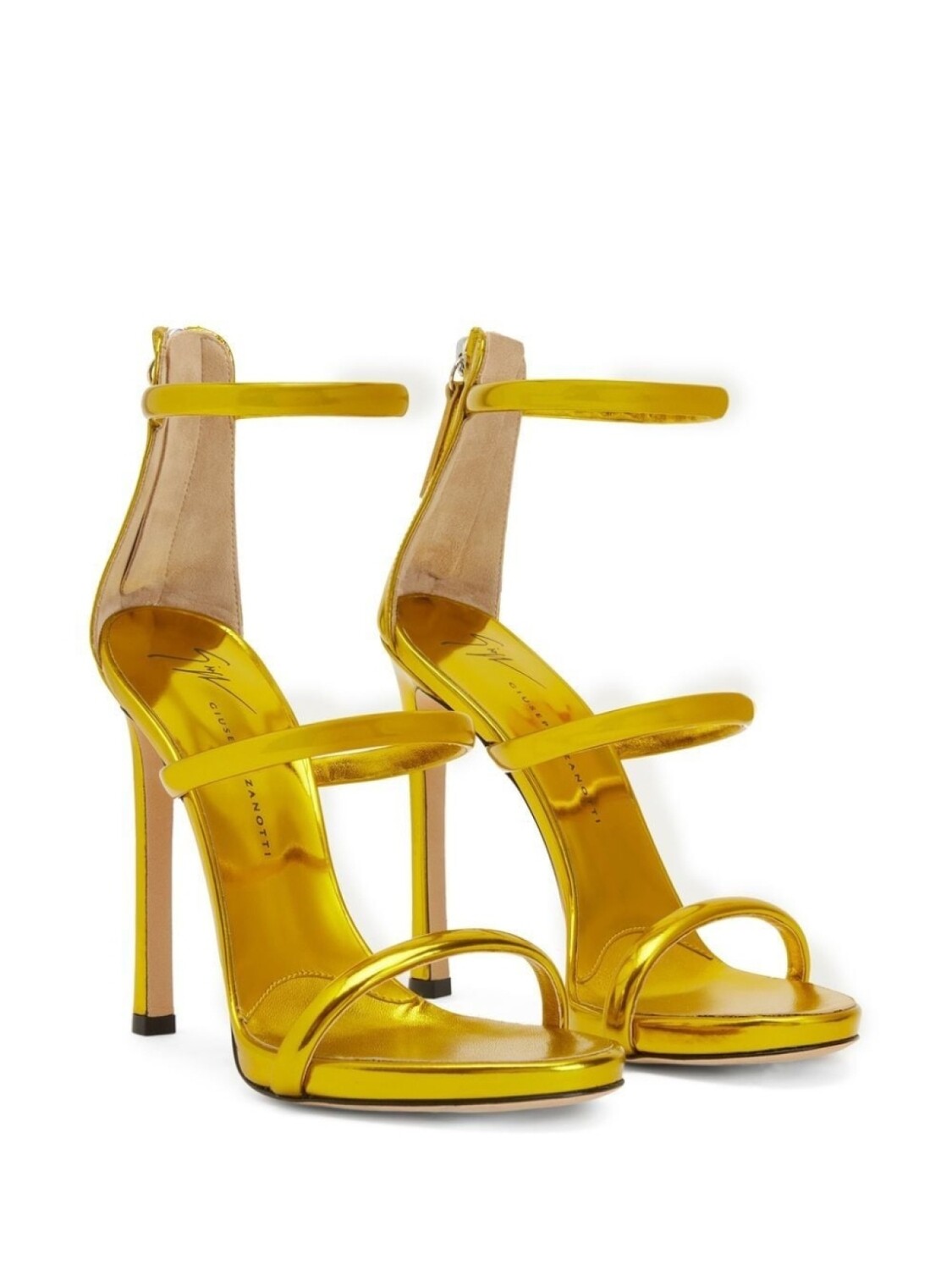 Giuseppe Zanotti босоножки на высоком каблуке с эффектом металлик, желтый — фото 2