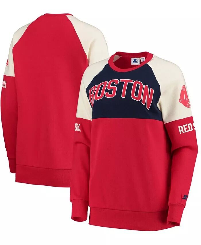 

Женский темно-красный пуловер с логотипом Boston Red Sox Baseline реглан с историческим логотипом Starter