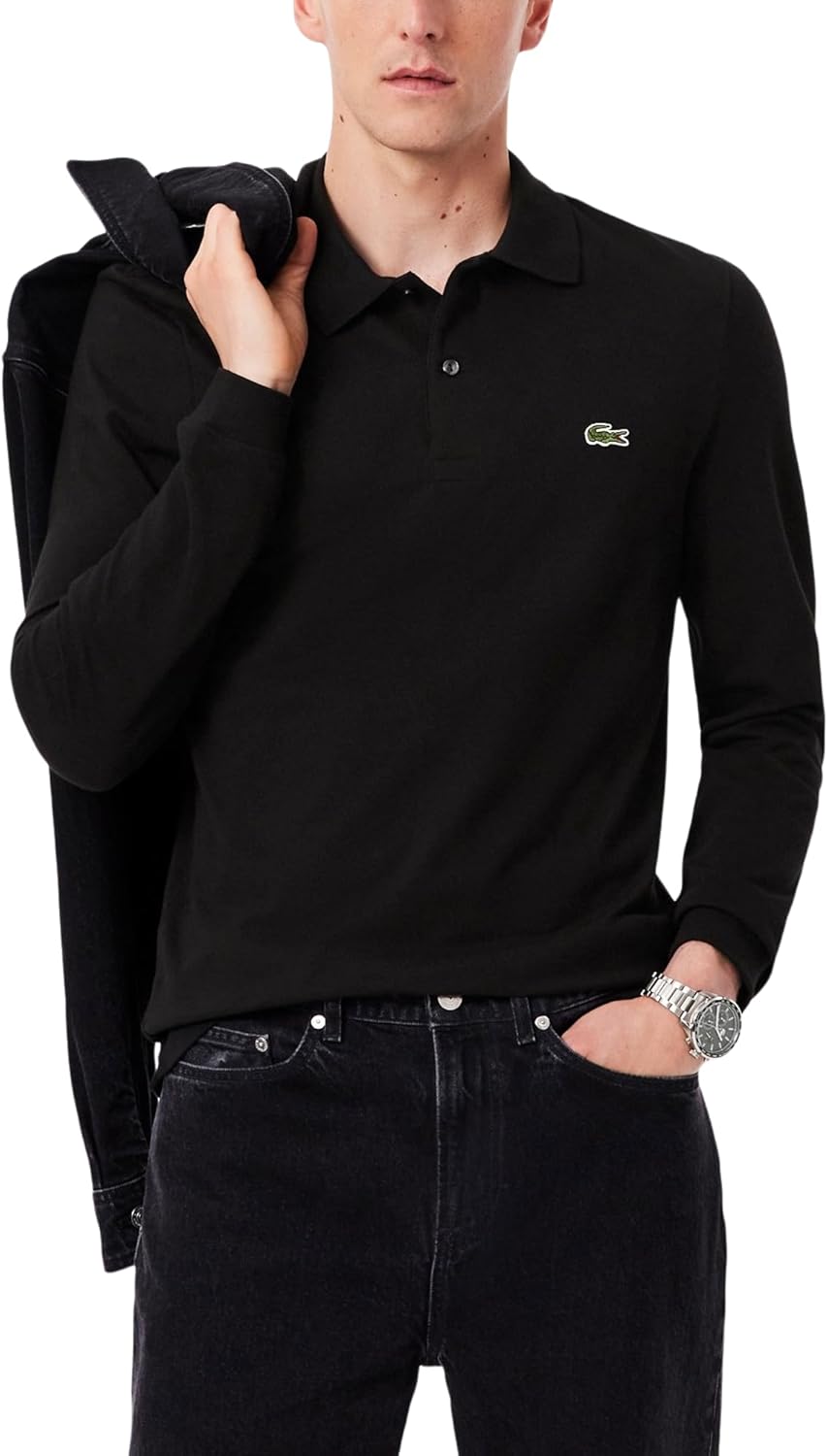 

Lacoste мужская классическая приталенная поло с длинным рукавом, Black, Черный, Lacoste мужская классическая приталенная поло с длинным рукавом, Black