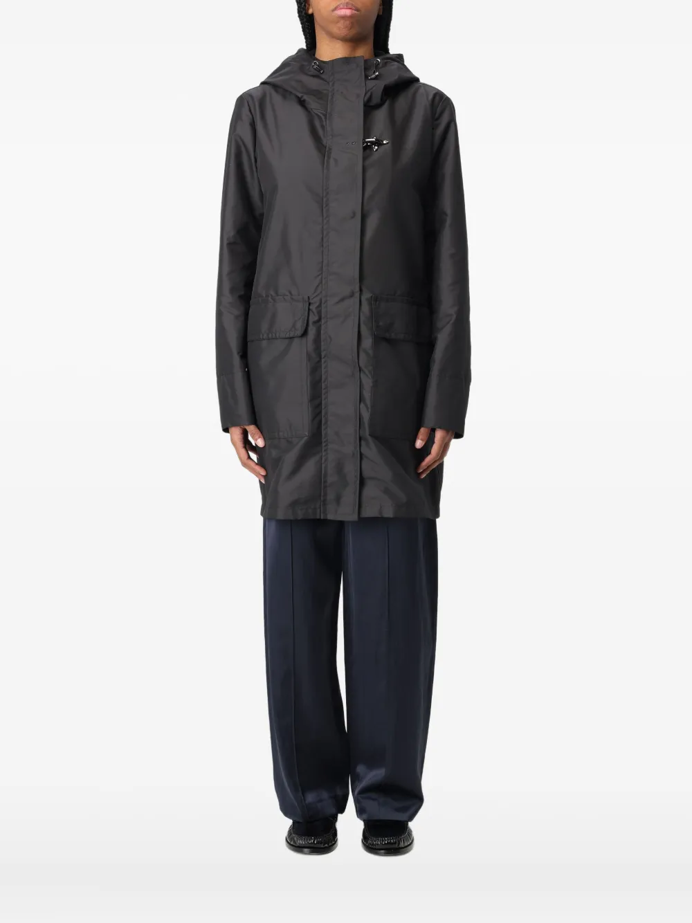 

Парка с капюшоном и застежкой на крючки Fay, черный