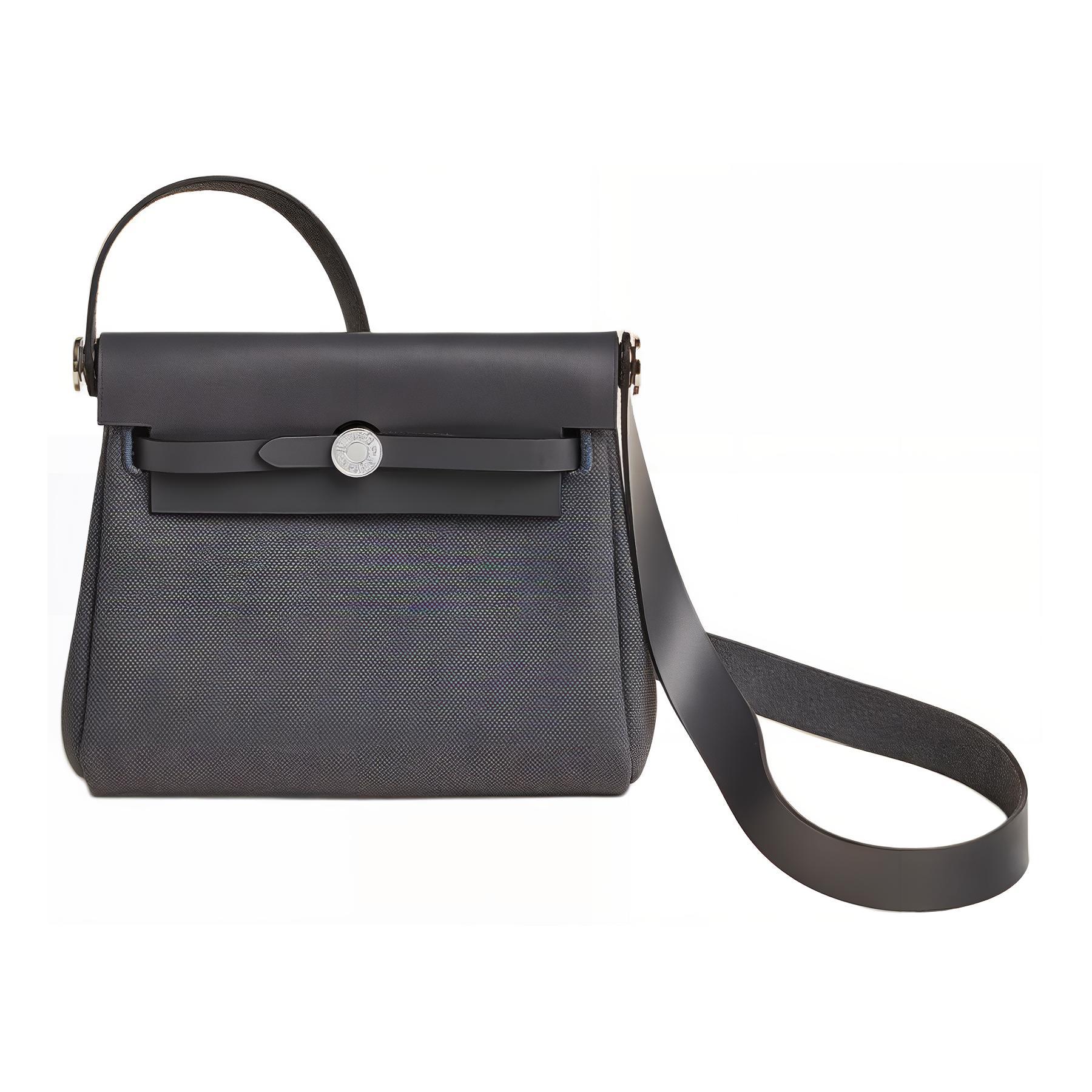 

HERMES Холщовая кожаная сумка через плечо миниатюрная женская шиферно-серая