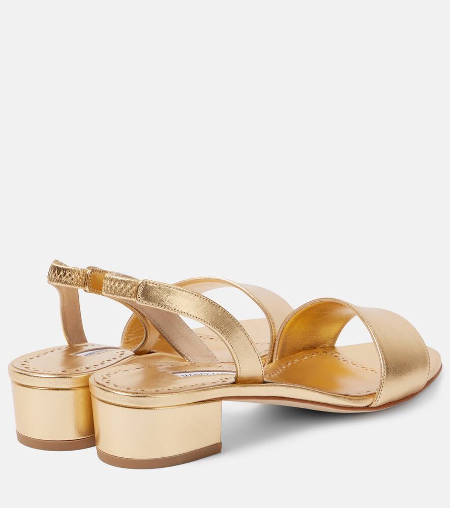 Patopia 30 сандалии из металлизированной кожи Manolo Blahnik, 7103 Gold — фото 2