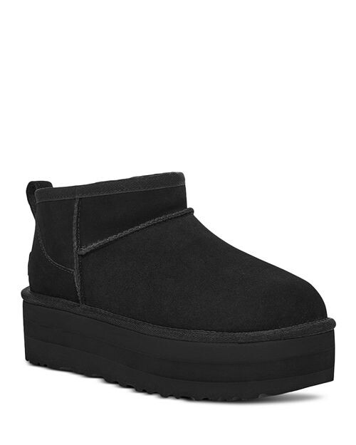 Женские классические ультрамини-сапоги на платформе UGG, цвет Black