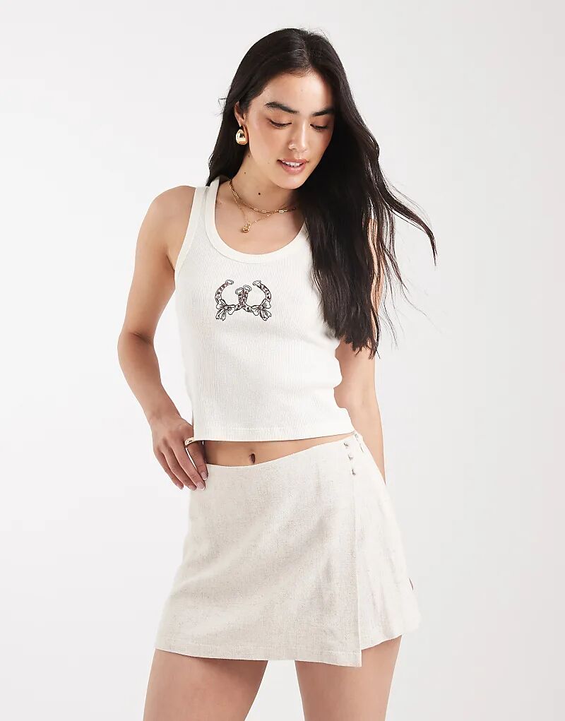 

Юбка-халат ASOS DESIGN из льняного материала натурального цвета