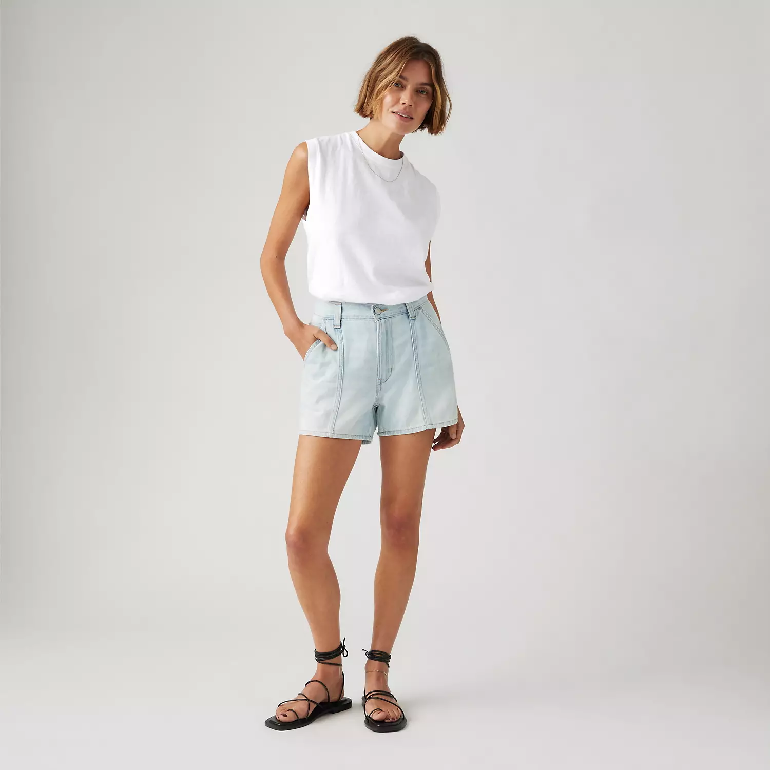 

Легкие женские шорты Carpenter из льна и денима Levi's, цвет Luxury Trip Short - Light Wash