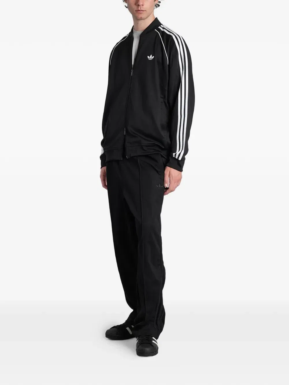 Штаны спортивные с вышитым логотипом и боковыми лампасами Adidas, черный — фото 2