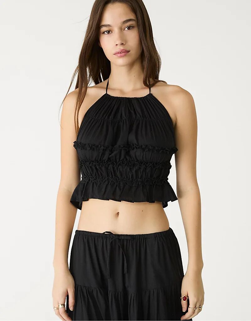 

Топ Stradivarius с открытой спиной, черный