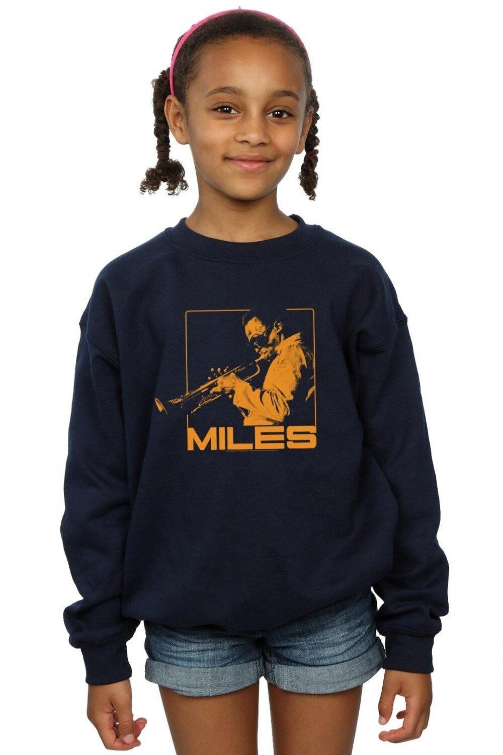 

Оранжевый квадратный свитшот Miles Davis, темно-синий