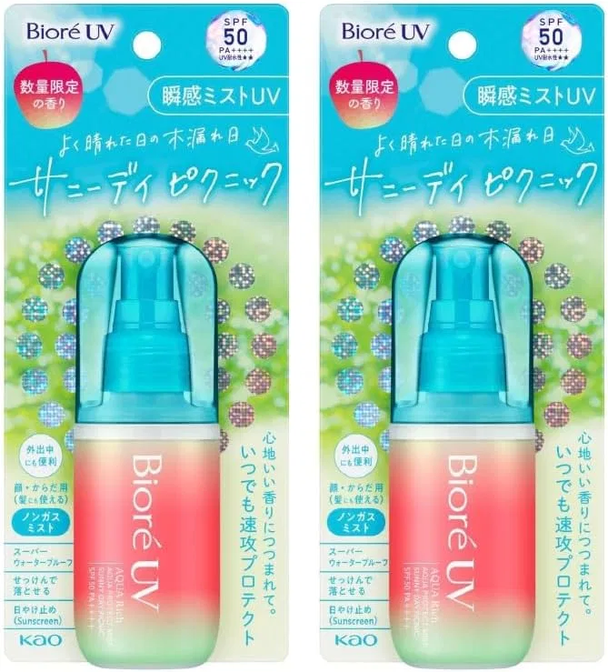 Солнцезащитный спрей Biore UV Aqua Rich Aqua Protect Mist Sunny Day Picnic SPF50+ PA++++ 60 мл × 2 Niah