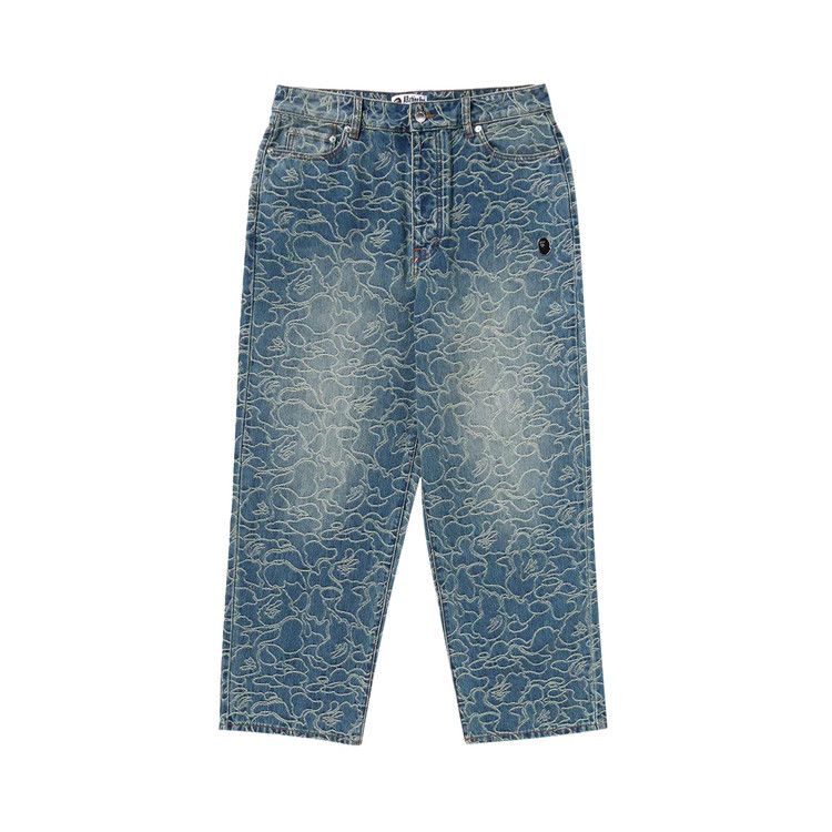 

Брюки BAPE Line Camo Jacquard One Point Relaxed Fit Denim Pants, Light Indigo
