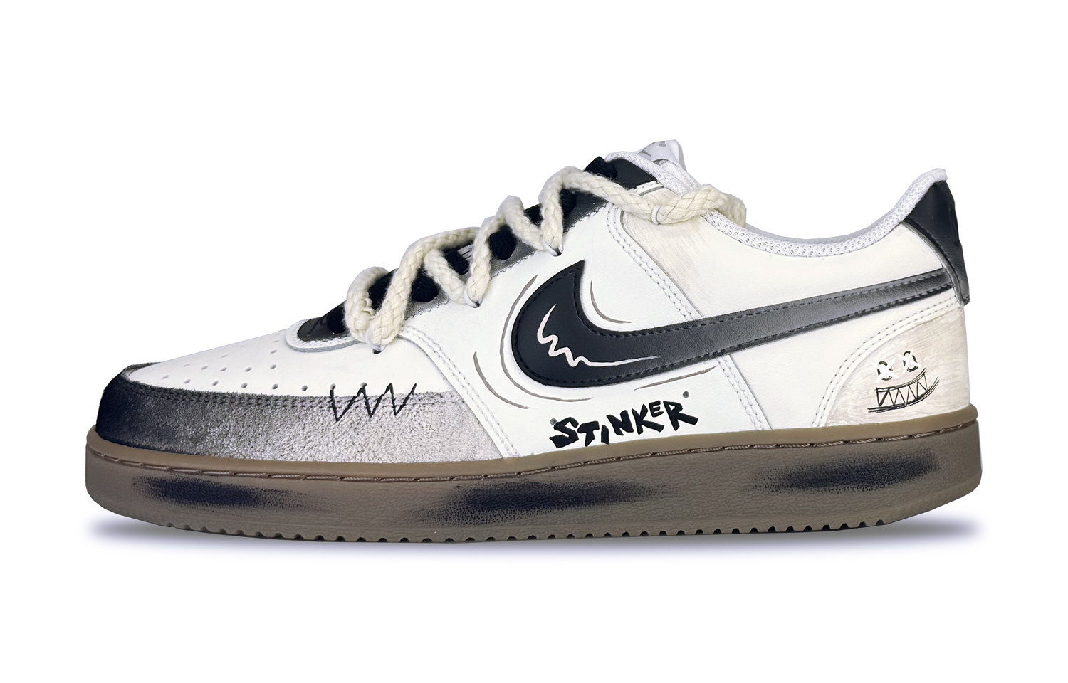 

Nike Кроссовки для скейтбординга Court Vision с устойчивым к истиранию верхом, мужские, черно-белые