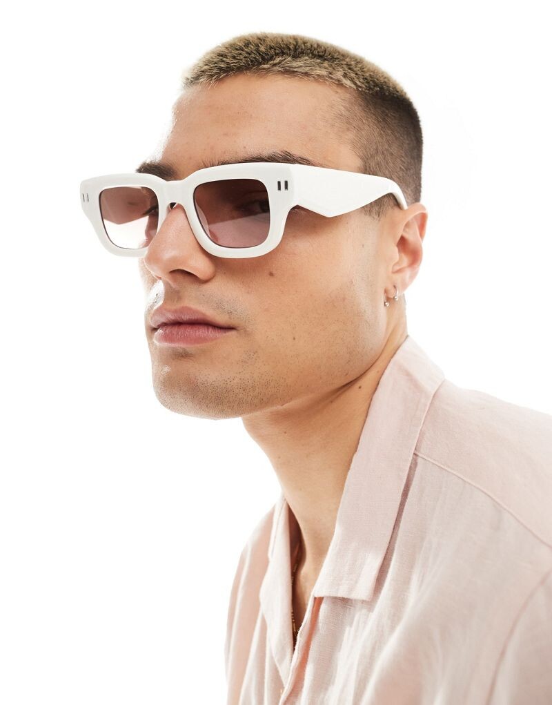 

ASOS DESIGN – Белые квадратные солнцезащитные очки