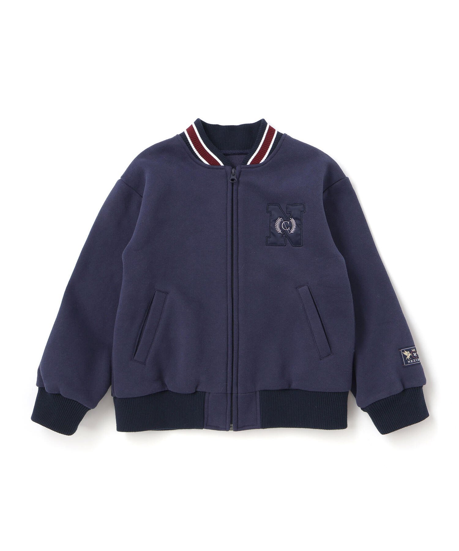 Флисовая куртка-бомбер с нашивкой и рваными краями (110-150 см) Nexchic, Navy