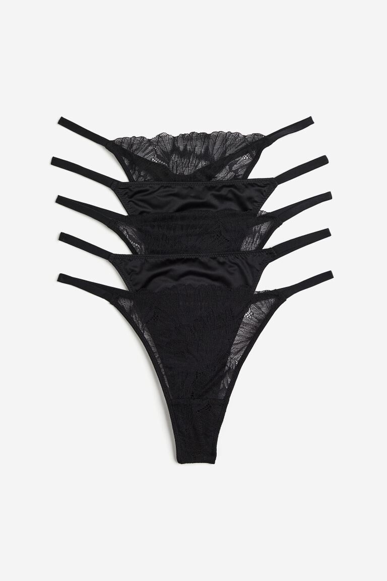 

5 упаковок стрингов H&M, черный