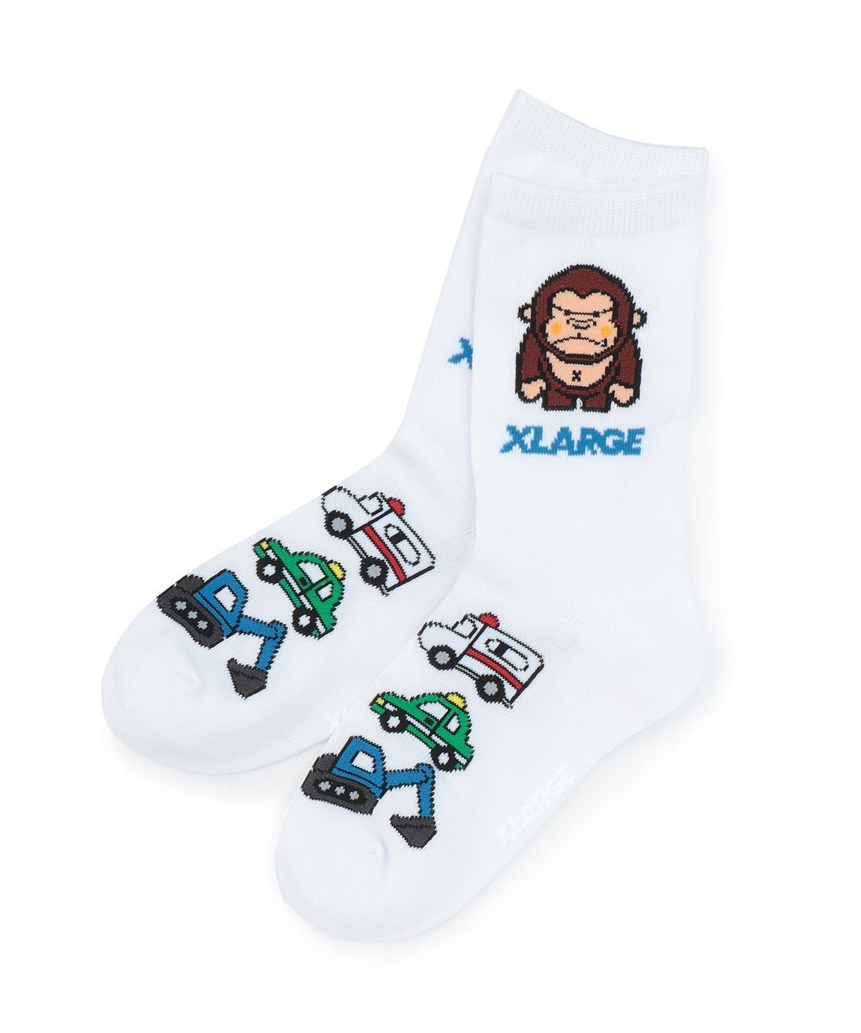 Забавные носки с изображением гориллы и экипажа рабочей техники XLARGE KIDS, White