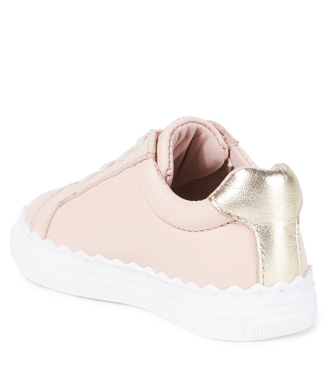 Кроссовки Baby Lauren из кожи с зубчатым краем Chloé Kids, Petal Pink — фото 2