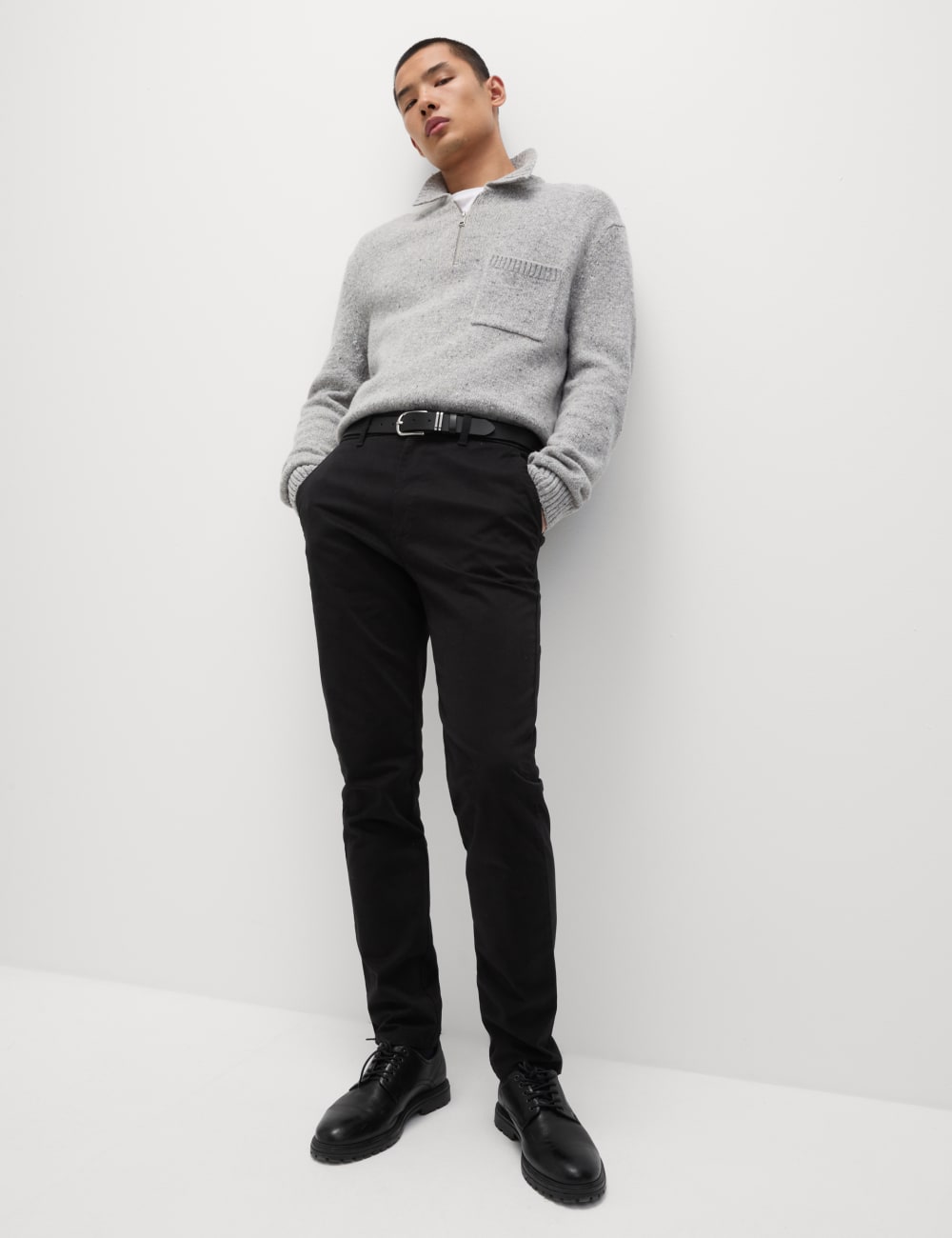

Брюки-чиносы Slim Fit Stretch Marks & Spencer, черный
