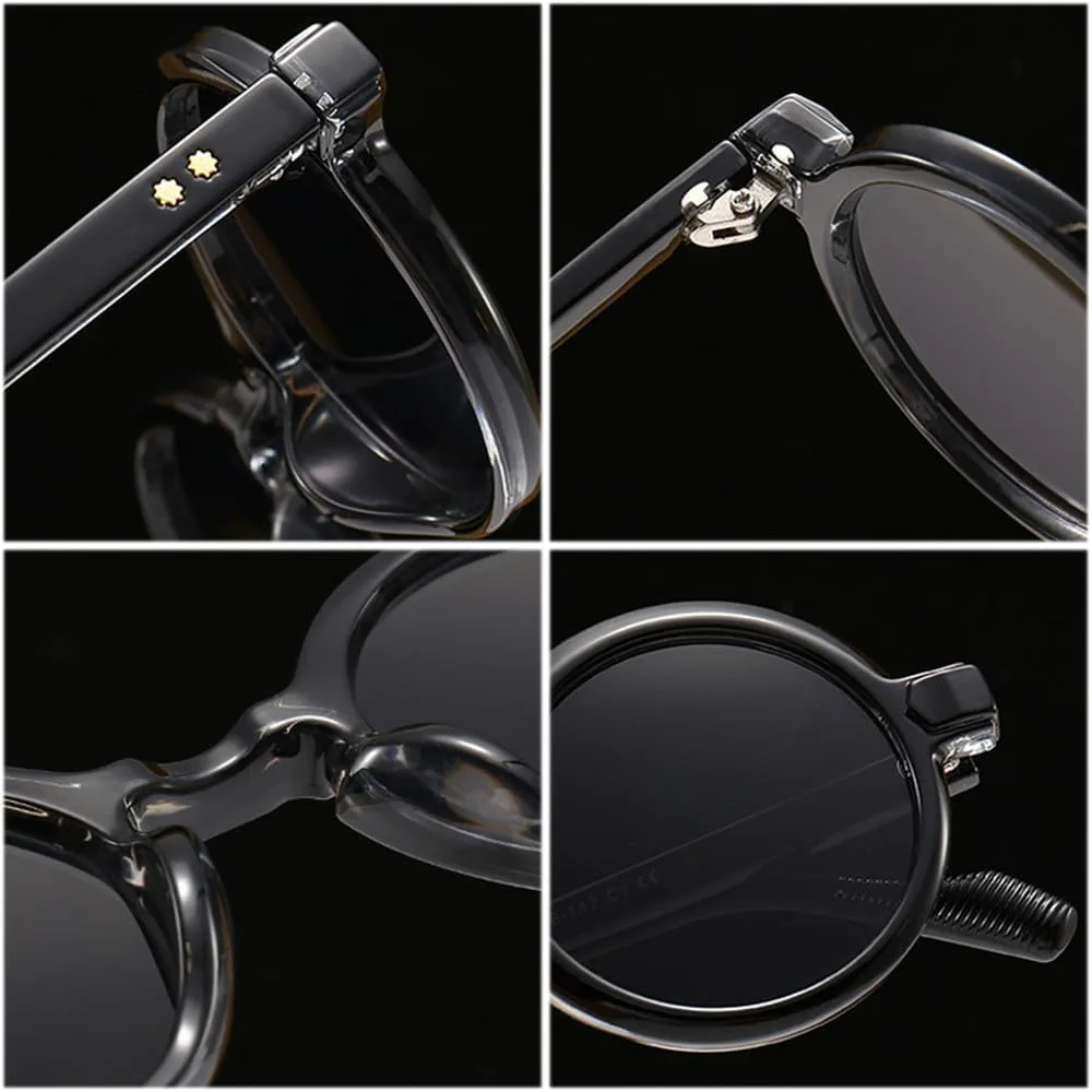 

Солнцезащитные очки UV400 для мужчин и женщин | Круглые градиентные заклепки в стиле панк | Для вождения и занятий спортом на открытом воздухе generic, Black Gray