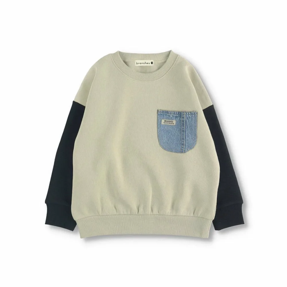 Джинсовая толстовка на флисовой подкладке с карманом Branshes, beige — фото 2