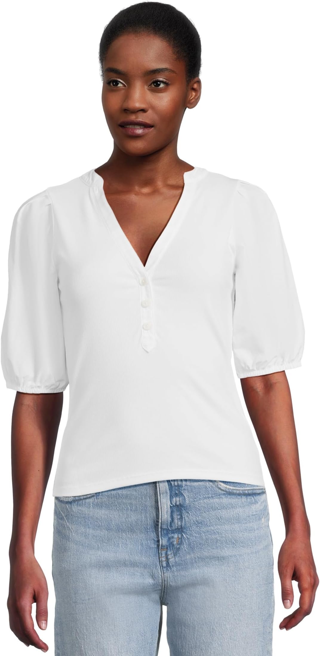 

Женская футболка-фонарик с V-образным вырезом Madewell, White