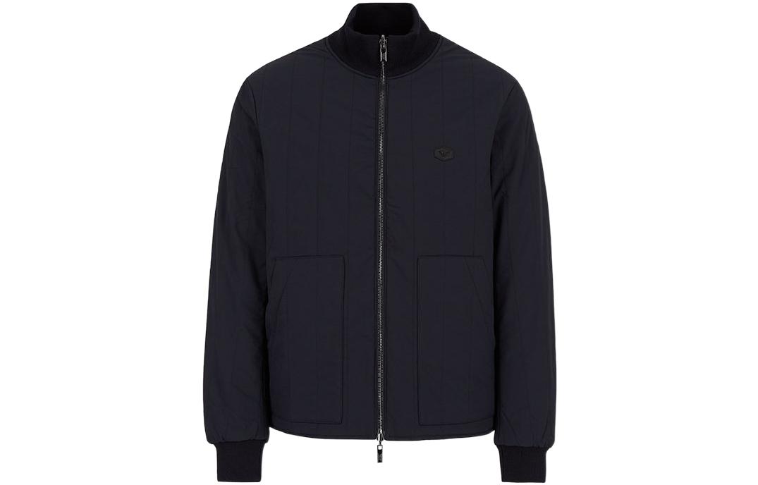 

EMPORIO ARMANI Стеганая нейлоновая и трикотажная двусторонняя куртка с логотипом, Marine Blue
