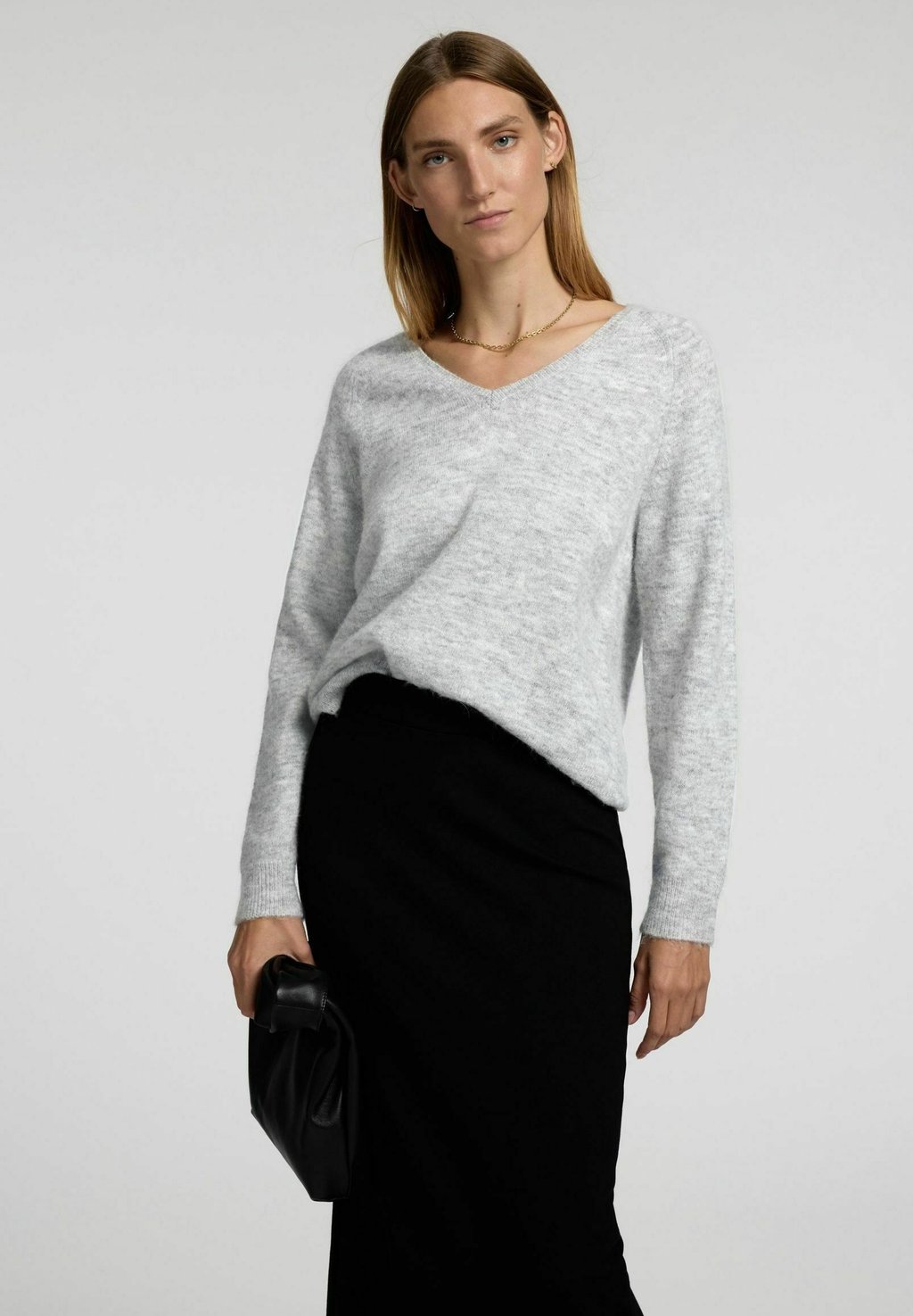 

Джемпер SLFLULU NEW V NECK Selected Femme, серый