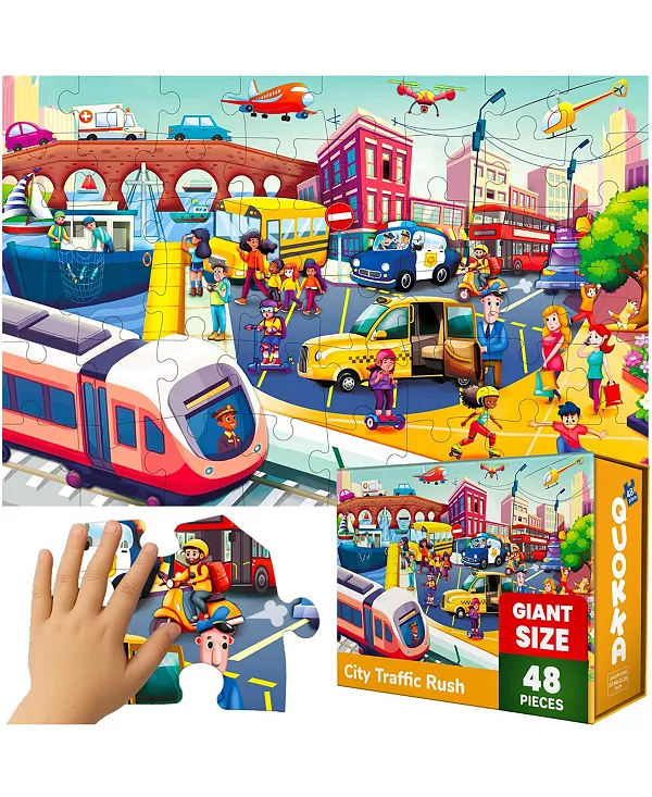 Гигантские напольные пазлы размером 2x3 фута для детей 4-6 лет Quokka, city cars
