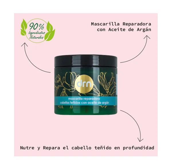 Маска с аргановым маслом Mascarilla Reparadora Cabellos Teñidos Drn, 400 ml — фото 2