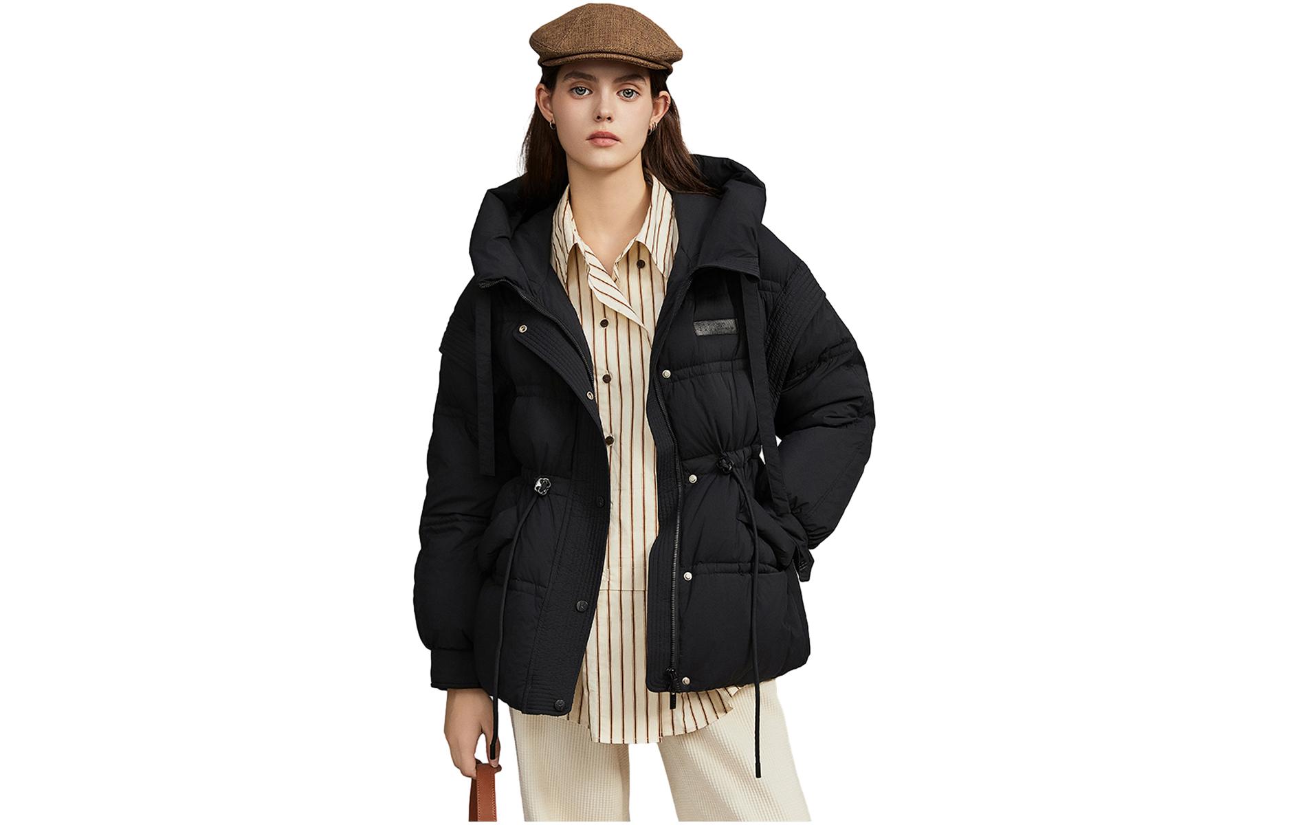 

ELLE Пуховик женский Black Hooded Thickened Others