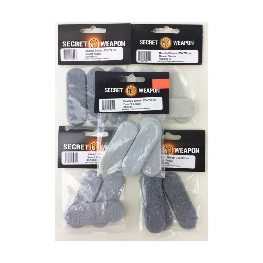 

Велосипедные/кавалерийские скошенные основания 25x70 мм — Desert Sands (5 шт.), Miniature Bases - Desert Sands