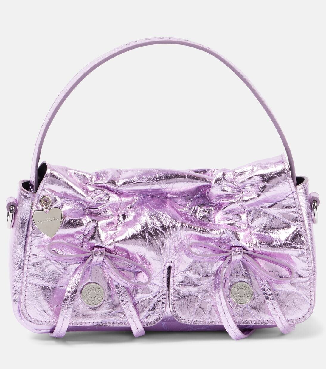 

Сумка через плечо из металлической кожи с бантом Acne Studios, цвет lavender purple