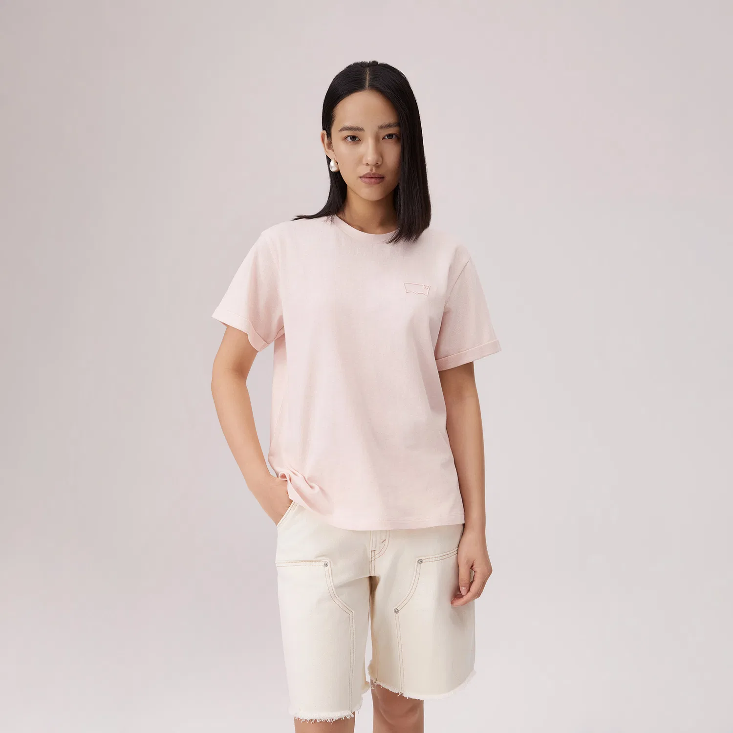 Футболка женская Pink, с круглым вырезом, тонкая, прямого кроя Levis — фото 4