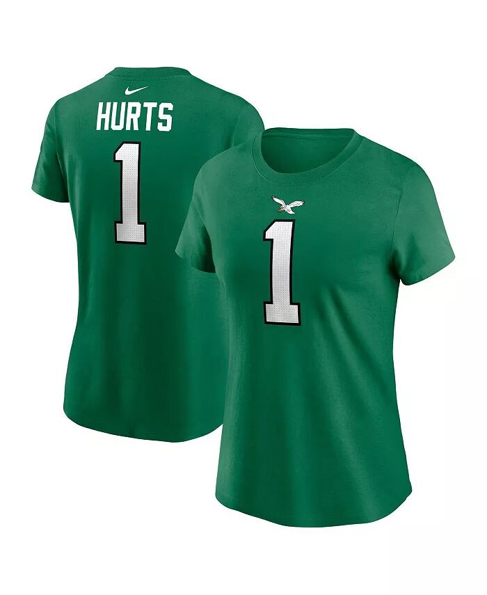 

Женская футболка с именем и номером игрока Jalen Hurts Kelly Green Philadelphia Eagles Nike