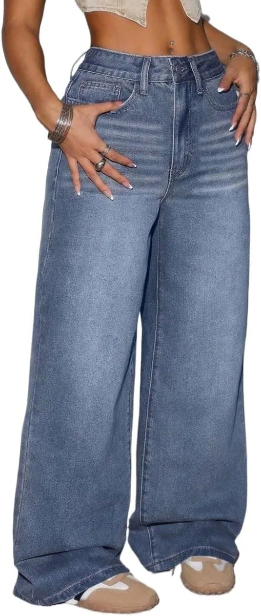 Джинсы женские Wide Leg, средней стирки