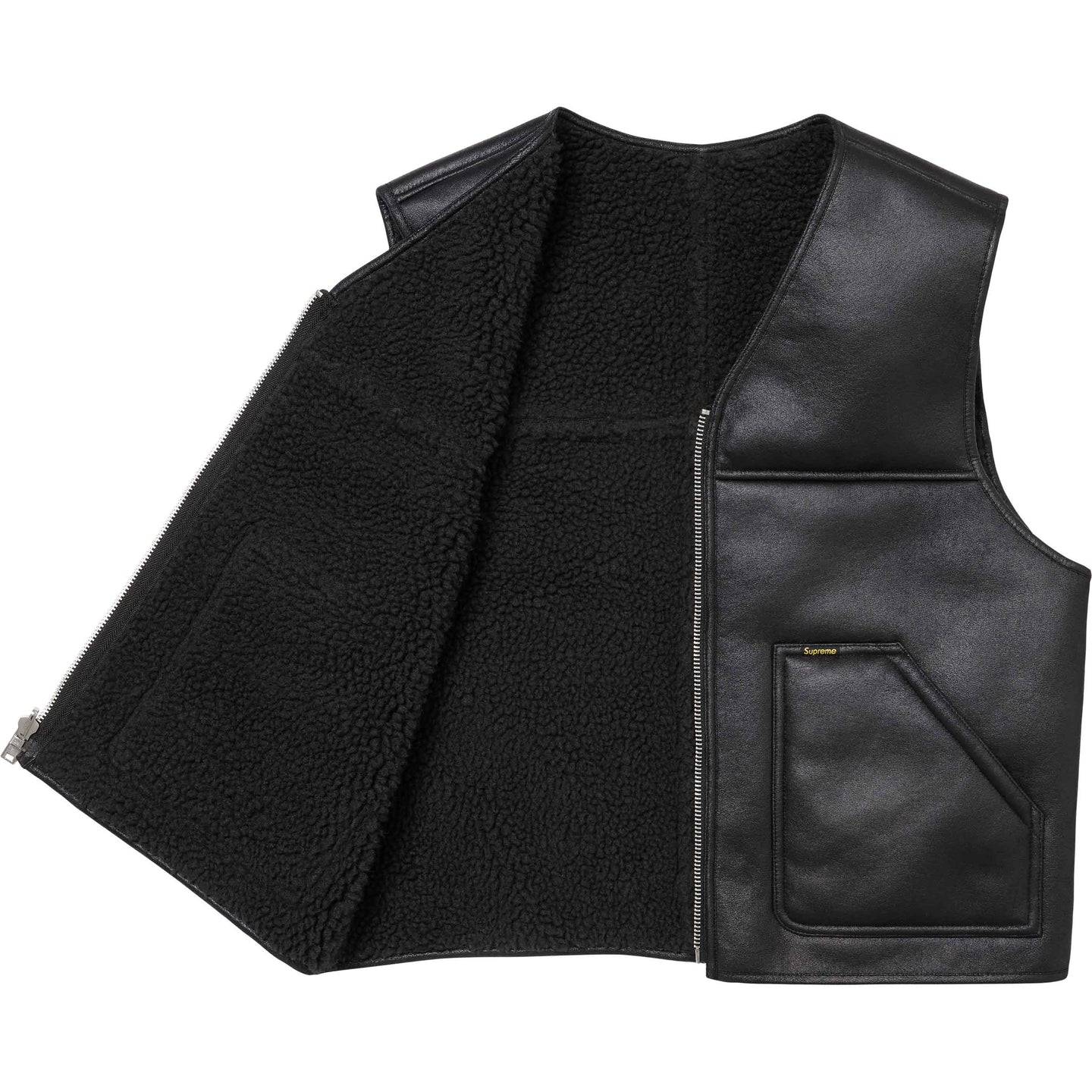 Вертикальная рабочая жилетка Reversible Faux Shearling Supreme, черный — фото 4