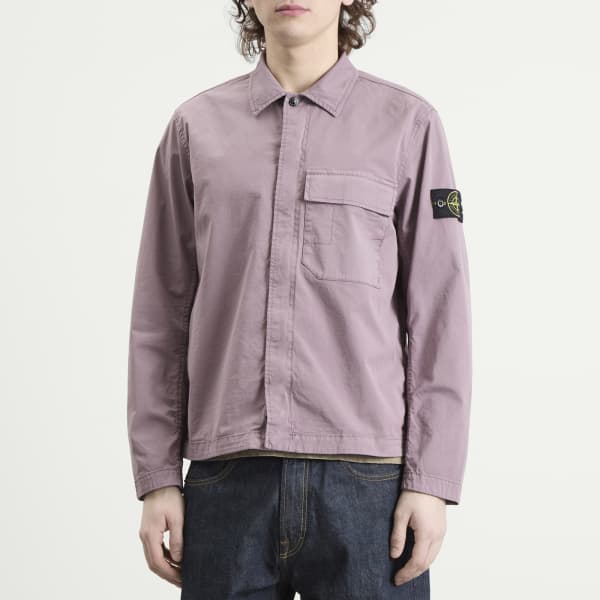 Рубашка-куртка из органического хлопкового твила Stone Island, фиолетовый серый — фото 2