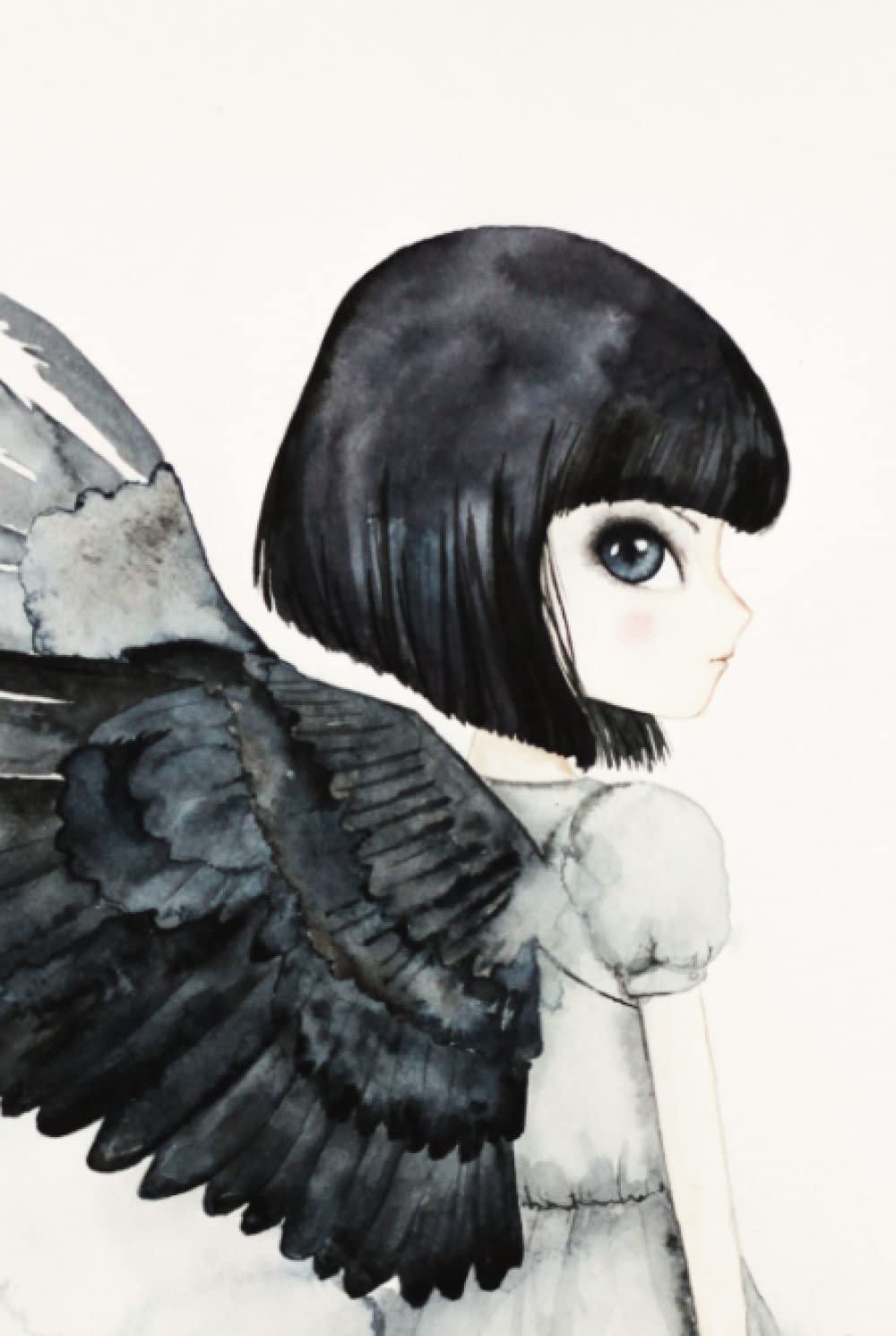 

raven girl illustration journal: cute kawaii watercolor cover diary gift for woman or girl (Independently published)