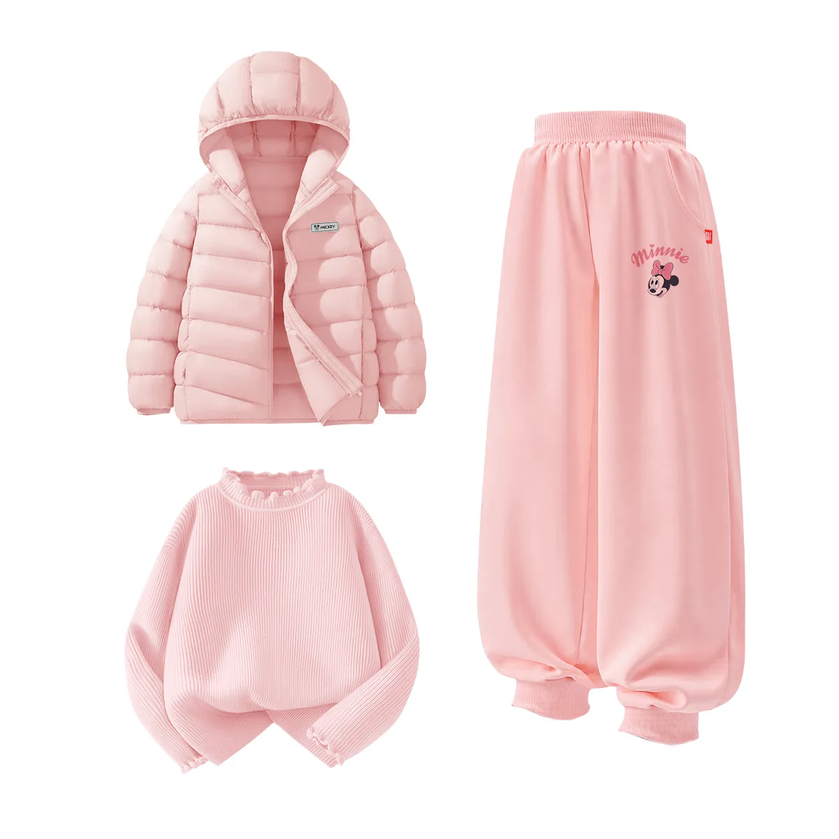 Детская повседневная спортивная футболка с круглым вырезом Disney, [Thickened and Fleece-Lined]Di H Square Hook-and-Loop K Pink+Di Lift Eye K Black+Solid Color Dream Pink — фото 3