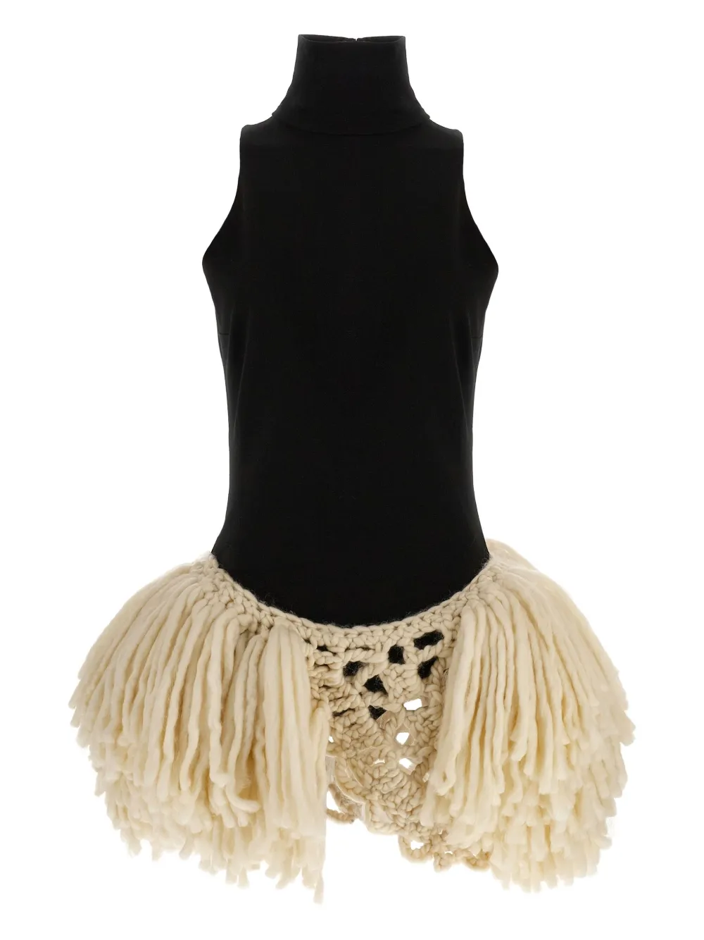 

Платье мини в технике кроше с высоким воротником Magda Butrym, черный