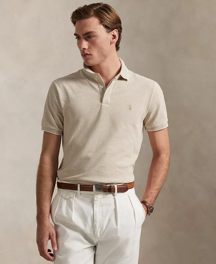 

Мужская классическая поло Oxford Mesh с эластичной посадкой Polo Ralph Lauren, коричневый/бежевый