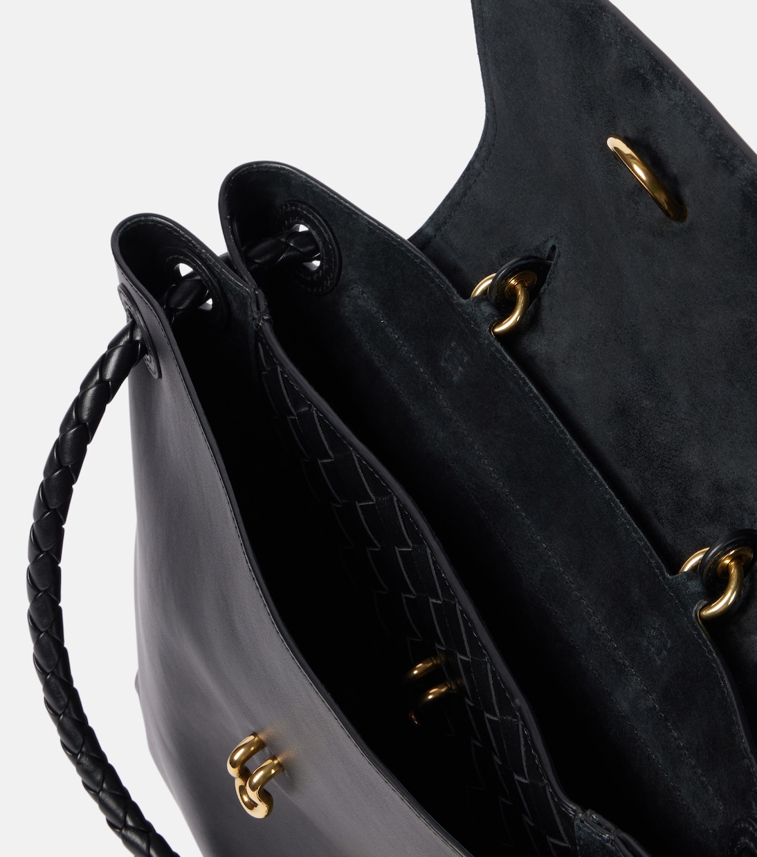 Ciao Ciao сумка из кожи среднего размера Bottega Veneta, Black M Brass — фото 3