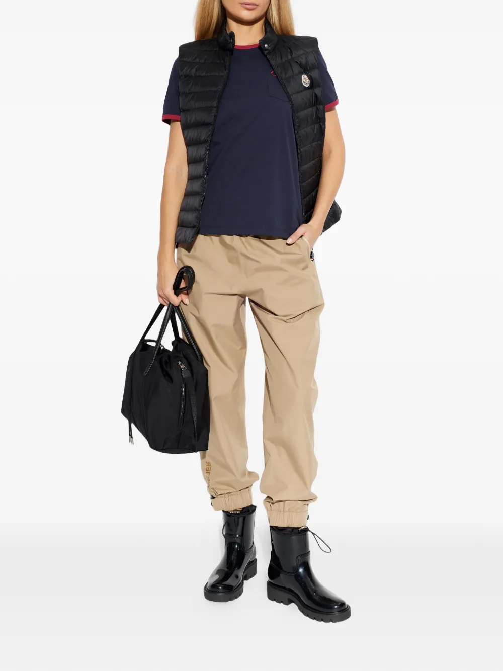 Футболка с контрастной окантовкой и карманом MONCLER, синий — фото 2