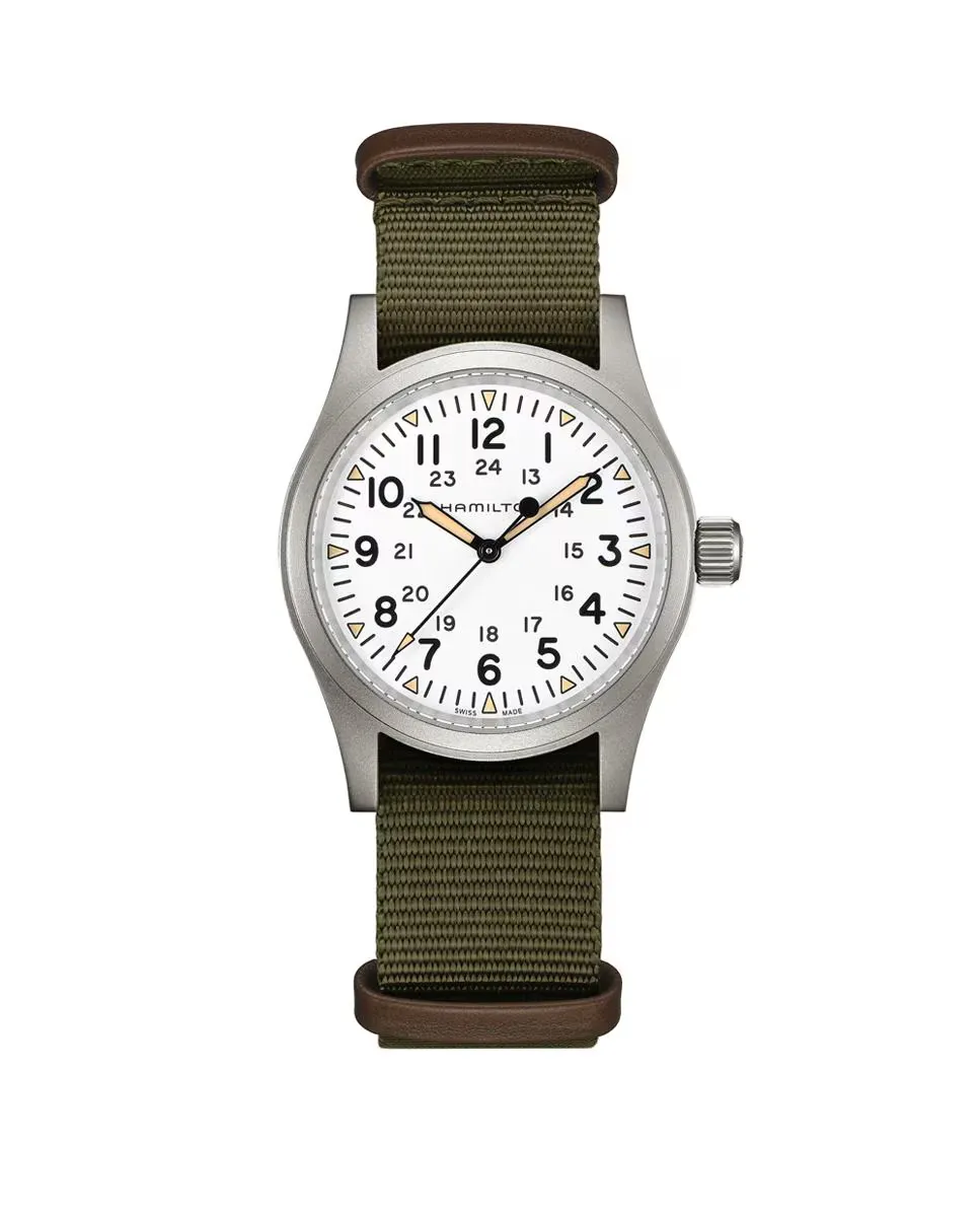 

Мужские механические часы Khaki Field 38 мм H69439411 с текстильным ремешком Hamilton, зеленый