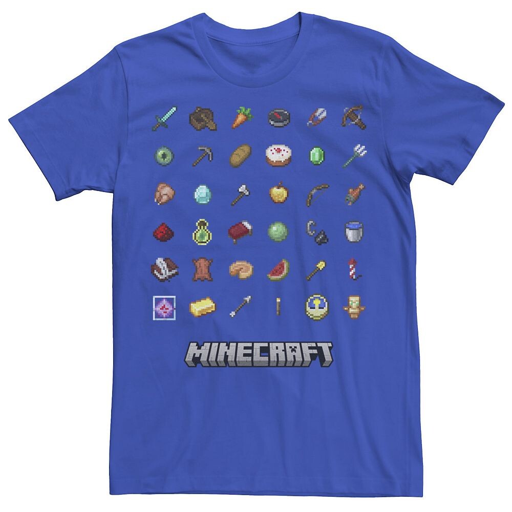 

Мужская футболка Minecraft A Guide to Items Grid Licensed Character, цвет Royal