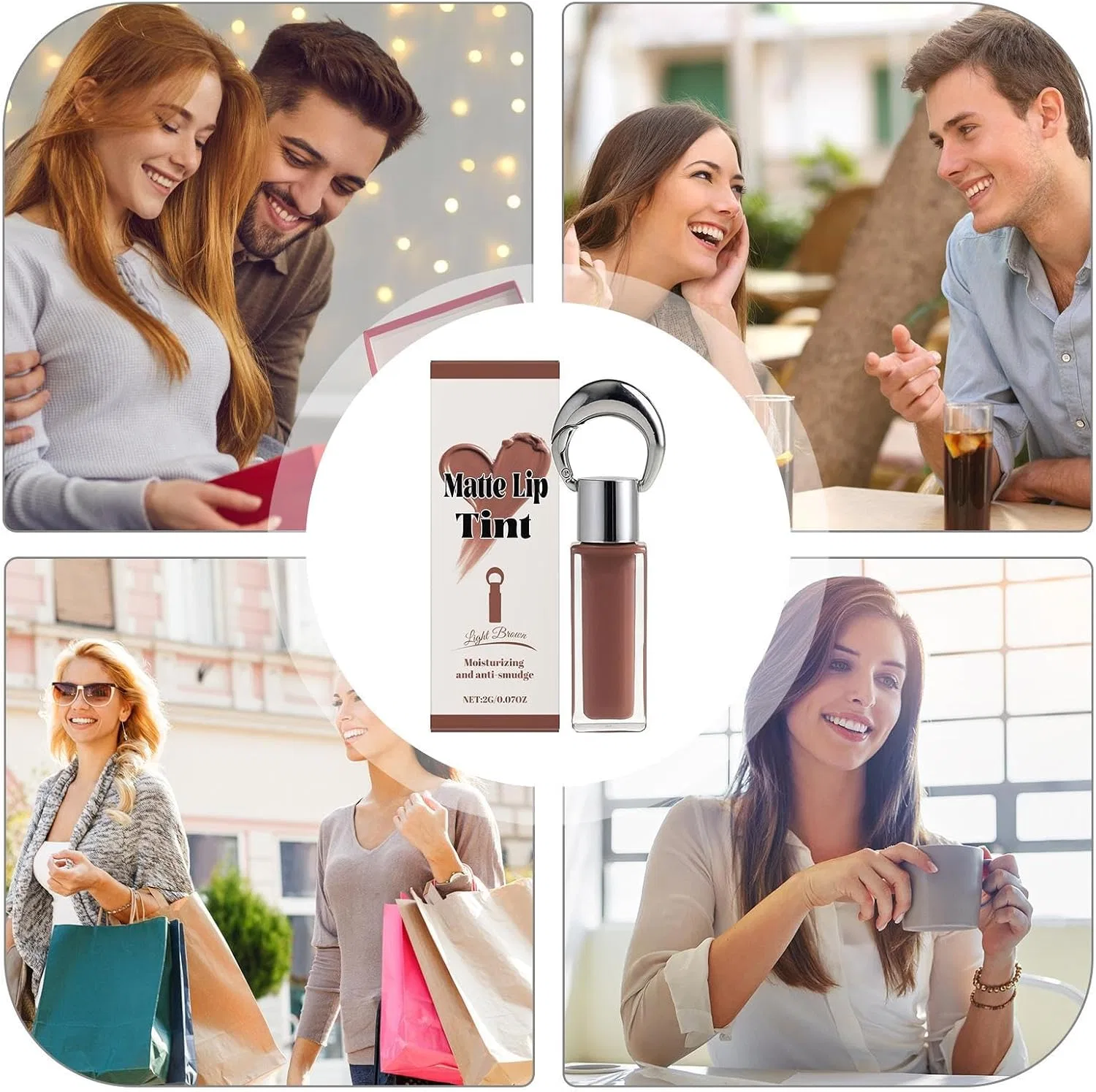 Блеск для губ Glitter Lip Gloss Mendoule на брелоке 0.07 oz бледно-желтый — фото 4