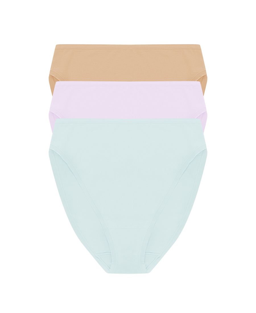 

Женские трусики с высокой посадкой из хлопка Bliss Bare, комплект из 3 штук, артикул 772346MP Natori, Cloud Green/perfect Pink/white