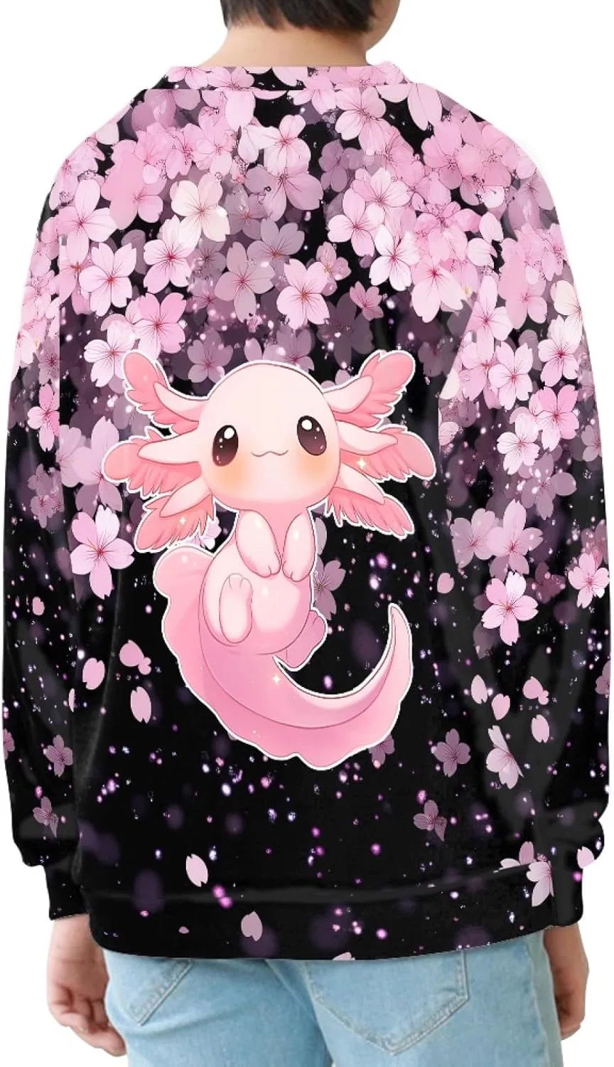 Детский свитшот с принтом, ZPINXIGN, 1 Axolotl Sakura — фото 2