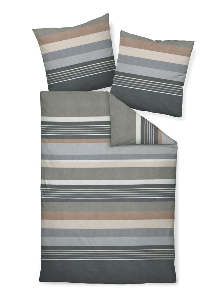 

Постельное белье Traumschloss Premium Flanell Streifenmuster, серый