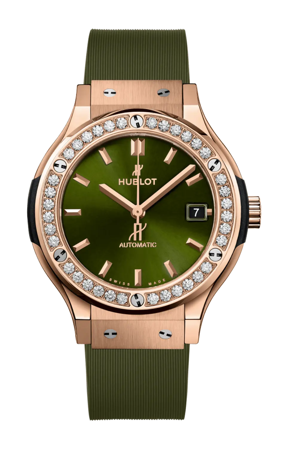 

Часы classic fusion king gold green diamonds 38 мм Hublot