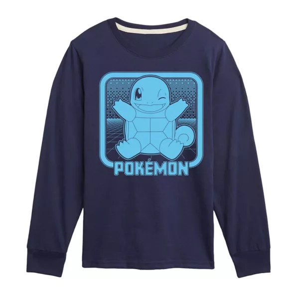 

Футболка с длинным рукавом Pokemon Retro Squirtle для мальчиков 8-20 лет Licensed Character, синий
